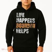 Life Happens Bourbon Helps Funny Hoodie thumb 2