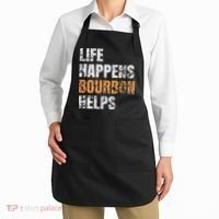 Life Happens Bourbon Helps Funny Apron thumb 2