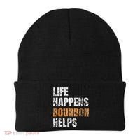 Life Happens Bourbon Helps Funny Beanie thumb 0