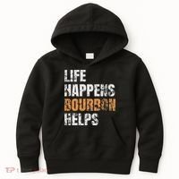 Life Happens Bourbon Helps Funny Kids Hoodie thumb 0