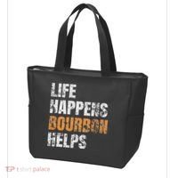 Life Happens Bourbon Helps Funny Tote Bag thumb 3