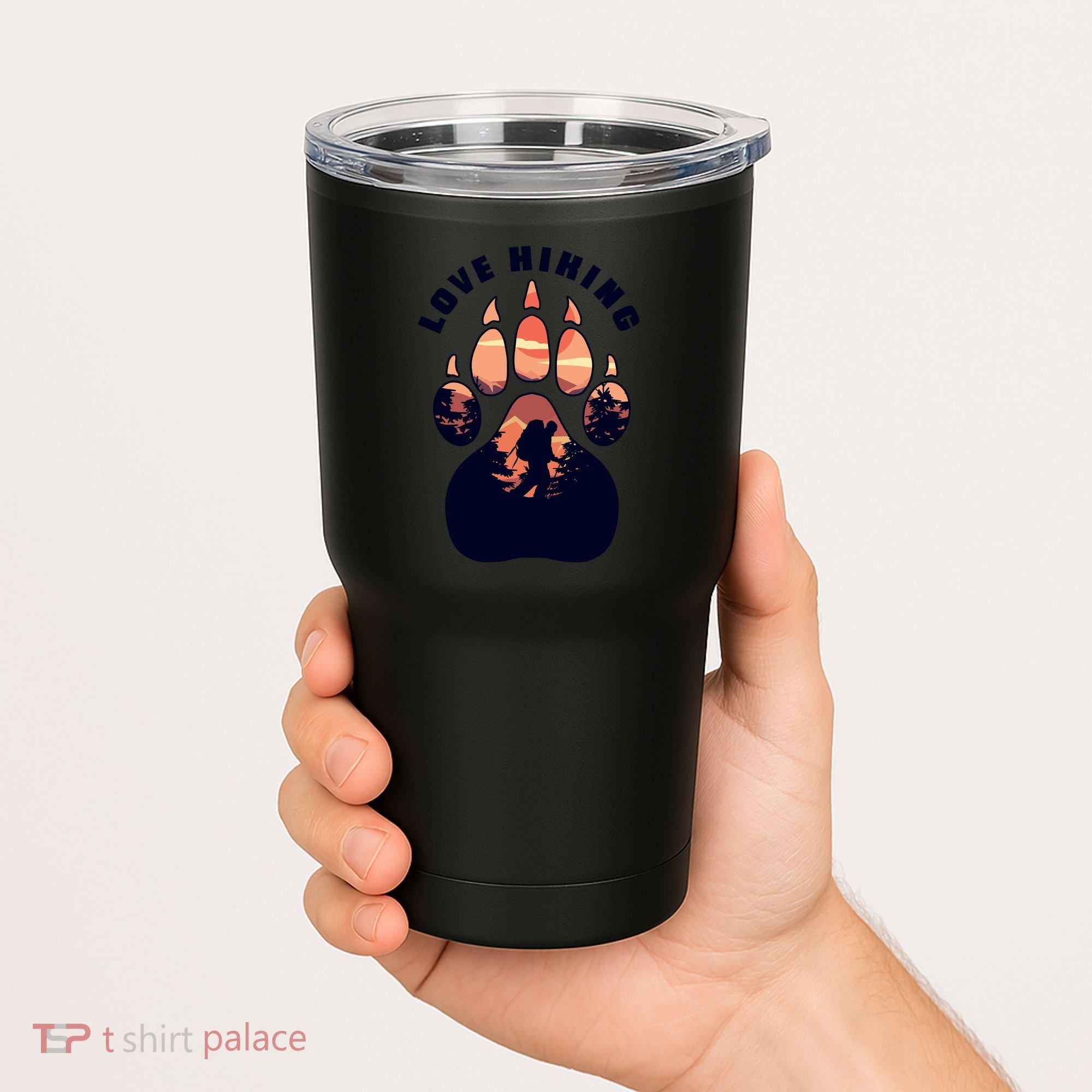 Love Hiking Bear Paw Tumbler
