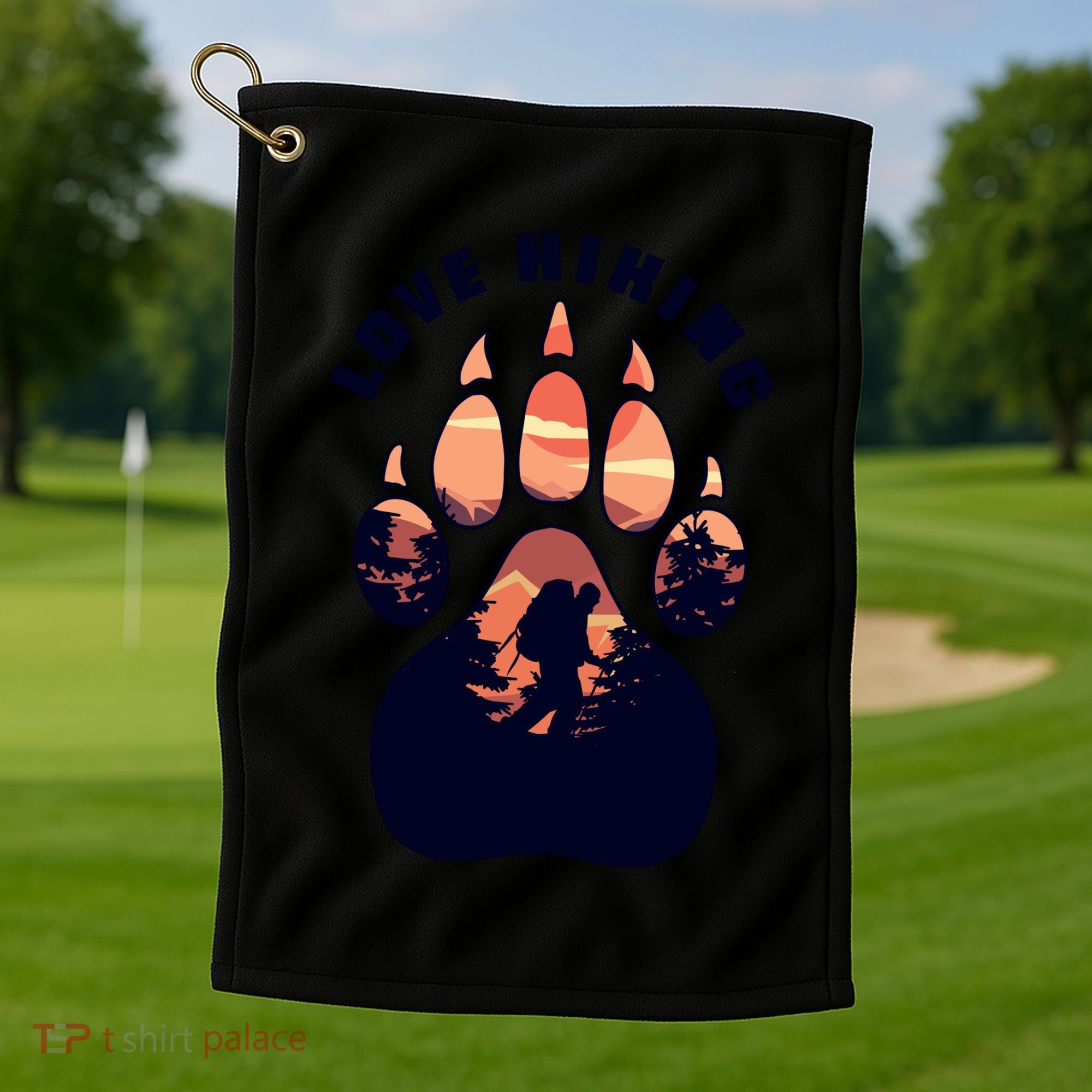 Love Hiking Bear Paw Golf Towel