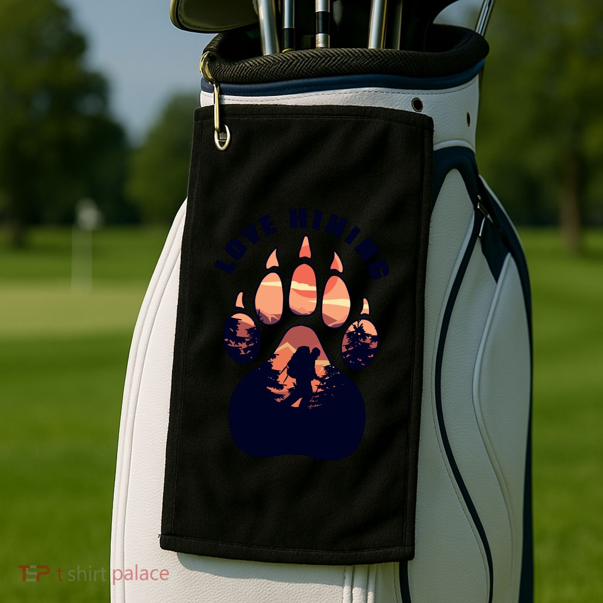 Love Hiking Bear Paw Golf Towel