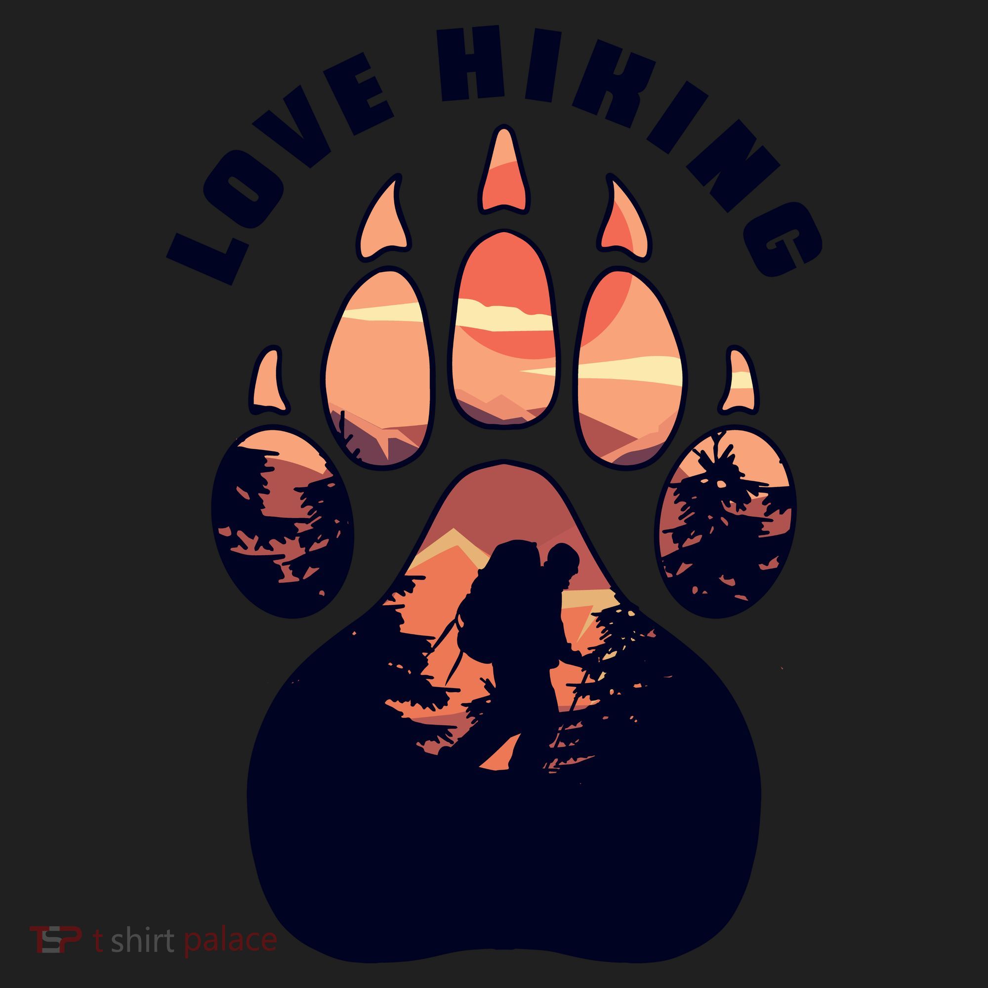 Love Hiking Bear Paw Golf Towel