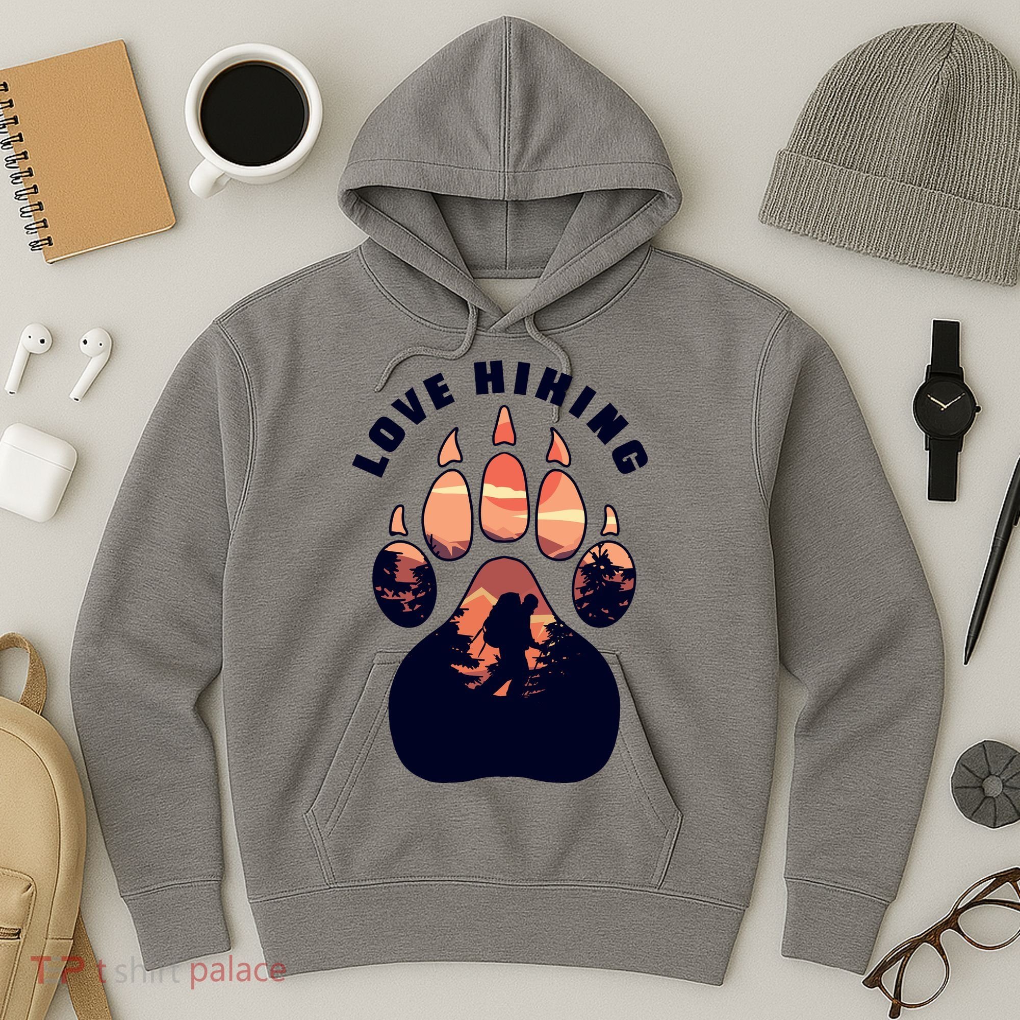 Love Hiking Bear Paw Hoodie