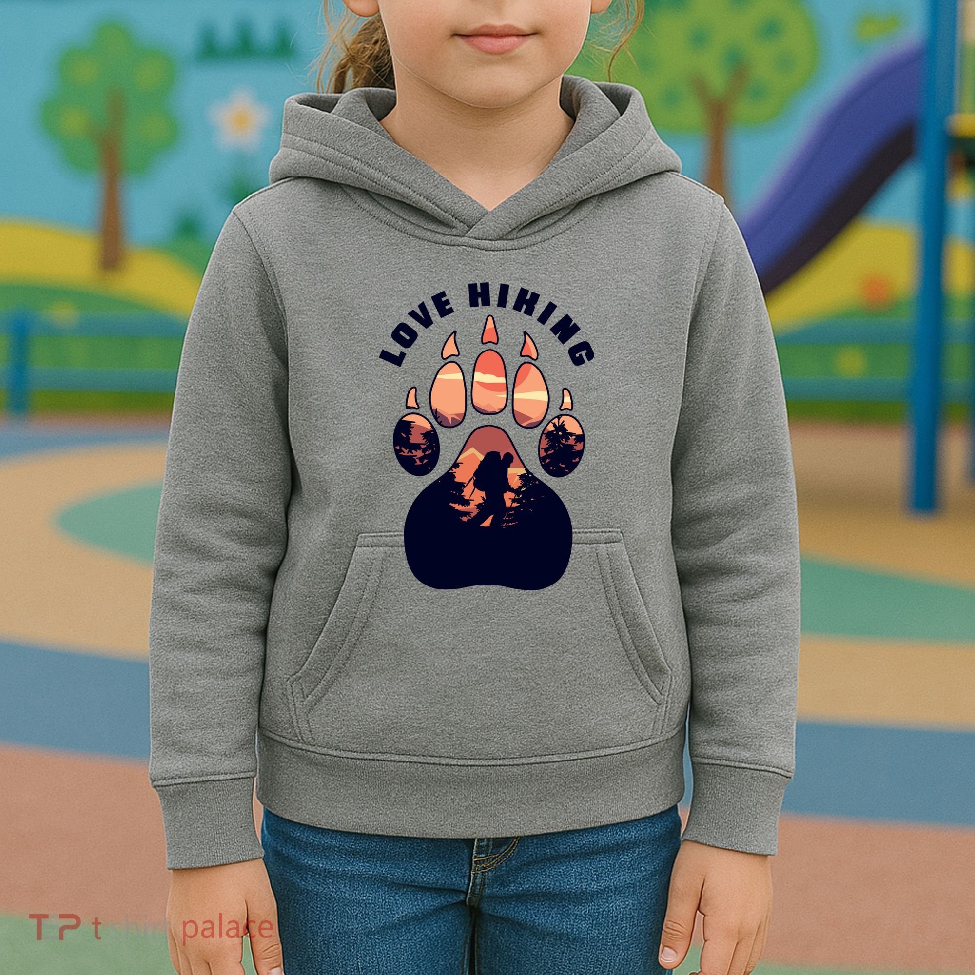 Love Hiking Bear Paw Kids Hoodie