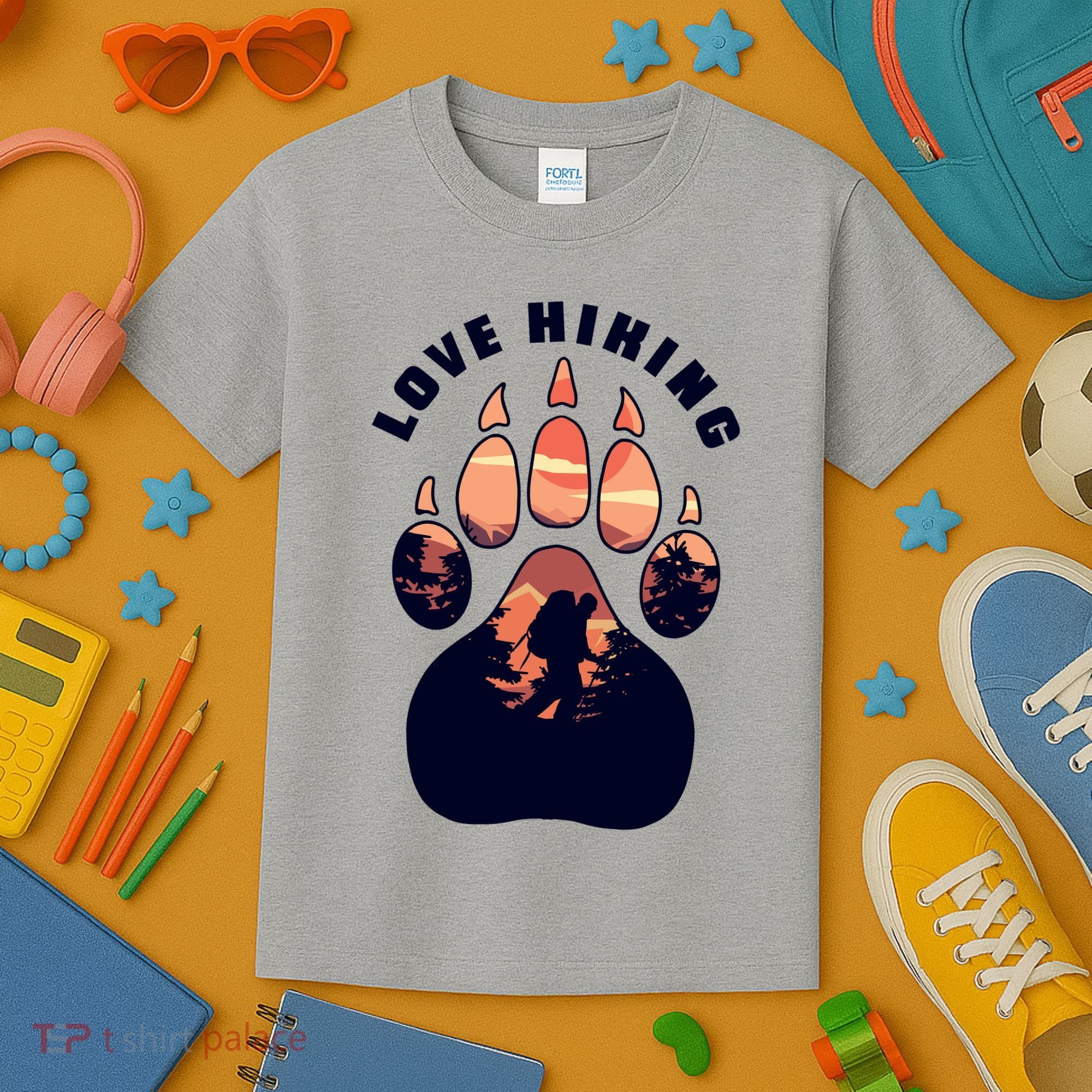 Love Hiking Bear Paw Kids T-Shirt