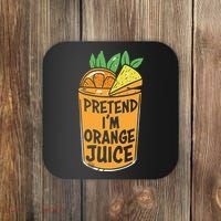 Lazy Halloween Costume Pretend Im Orange Juice, Funny Halloween Shirts Coaster thumb 0