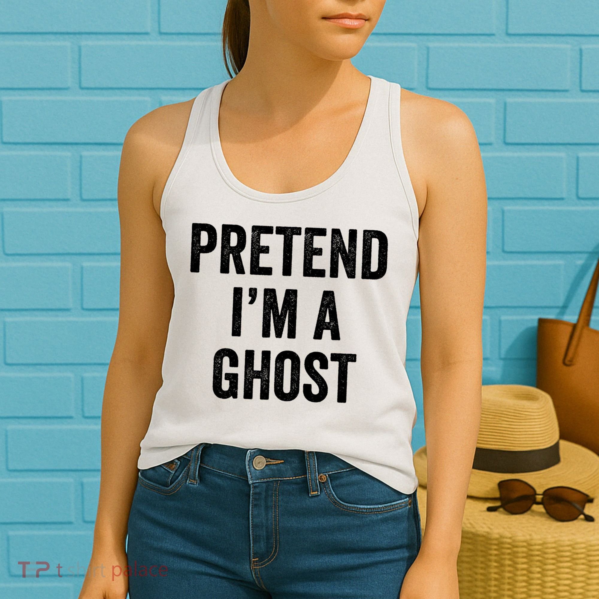 Lazy Halloween Costume Last Minute Gift Pretend I'm A Ghost Women's Tank Top