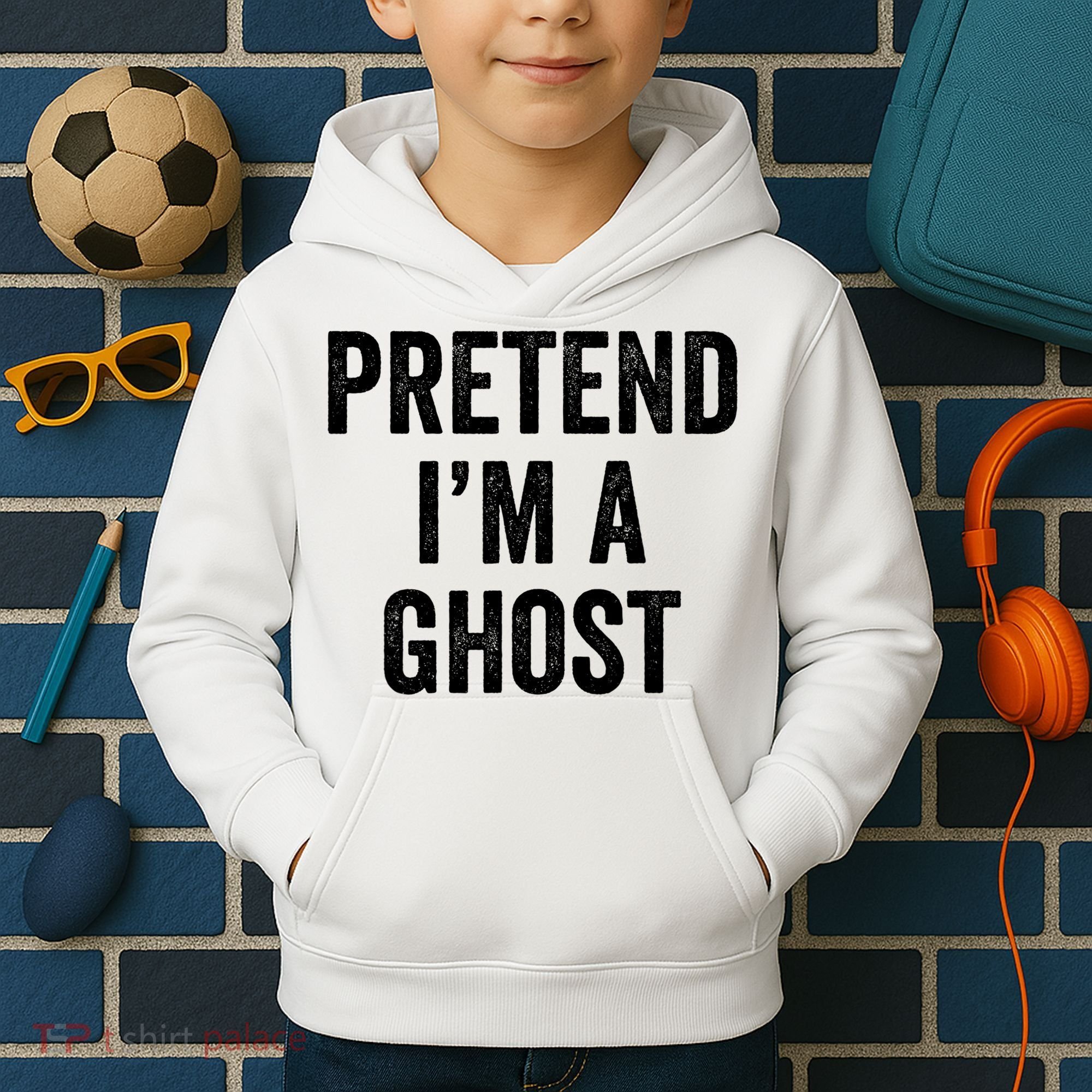 Lazy Halloween Costume Last Minute Gift Pretend I'm A Ghost Kids Hoodie
