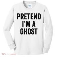 Lazy Halloween Costume Last Minute Gift Pretend I'm A Ghost Kids Long Sleeve Shirt thumb 0