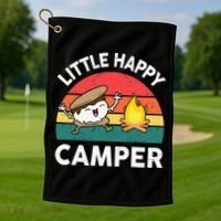Little Happy Camper Funny Smore Camping Golf Towel thumb 1