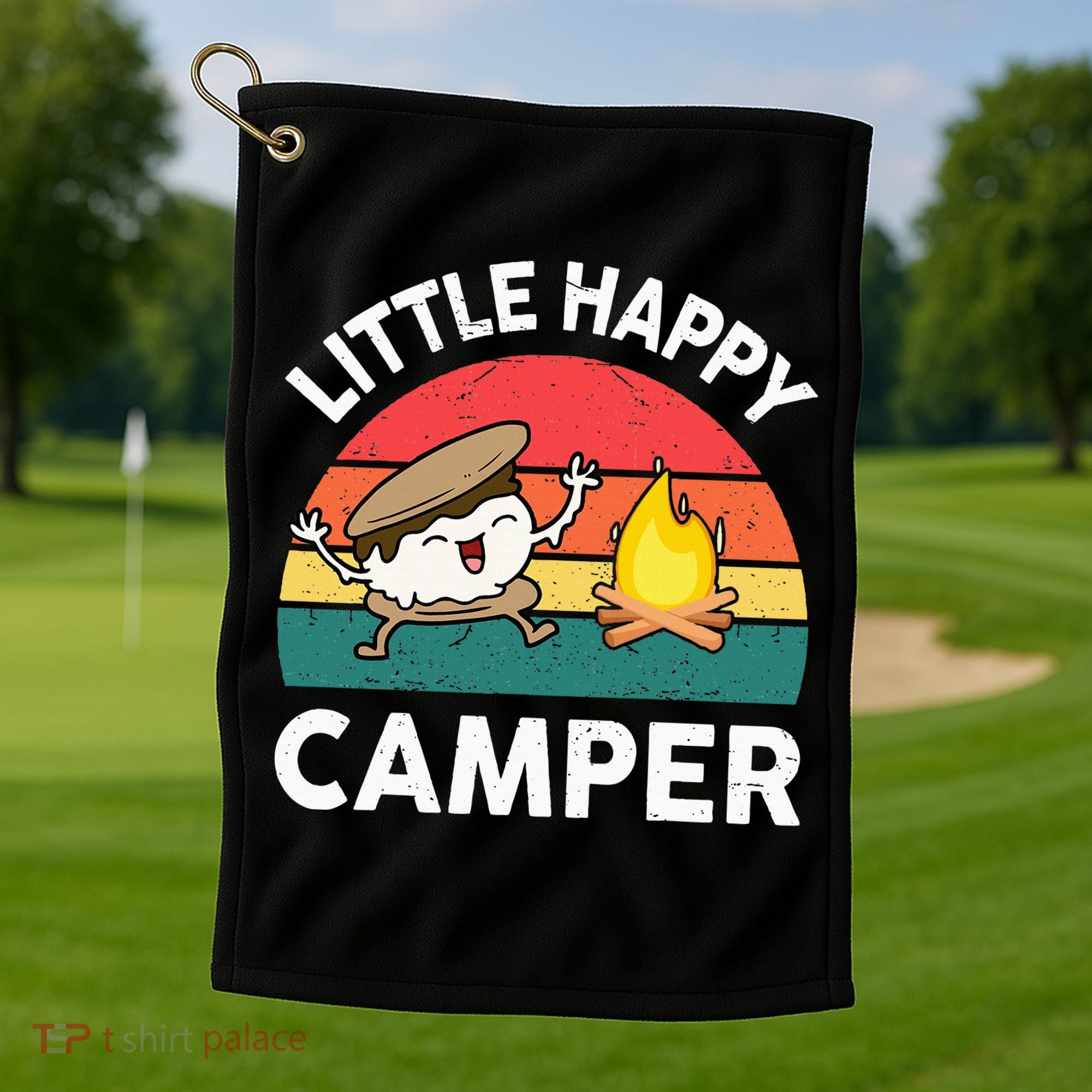 Little Happy Camper Funny Smore Camping Golf Towel
