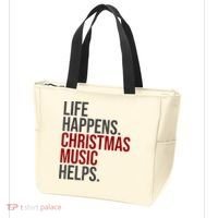 Life Happens Christmas Music Helps Tote Bag thumb 3