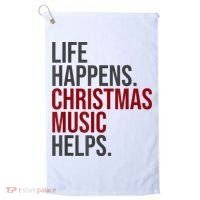 Life Happens Christmas Music Helps Golf Towel thumb 0