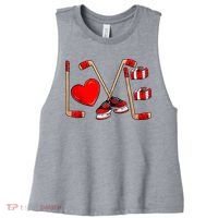 Love Hockey Cute Valentines Women's Racerback Cropped Tank thumb 0
