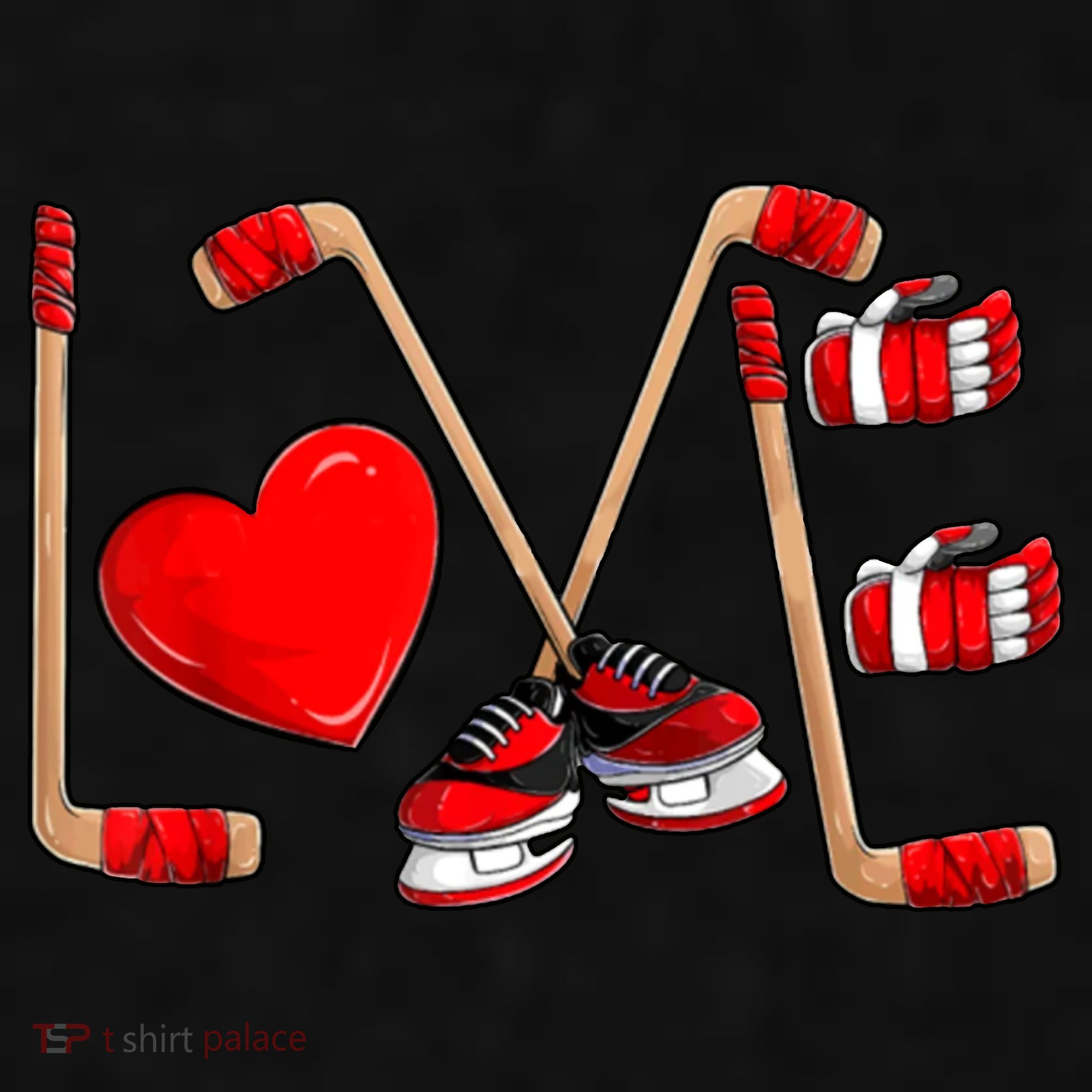 Love Hockey Cute Valentines Ladies PosiCharge Tri-Blend Wicking Tank