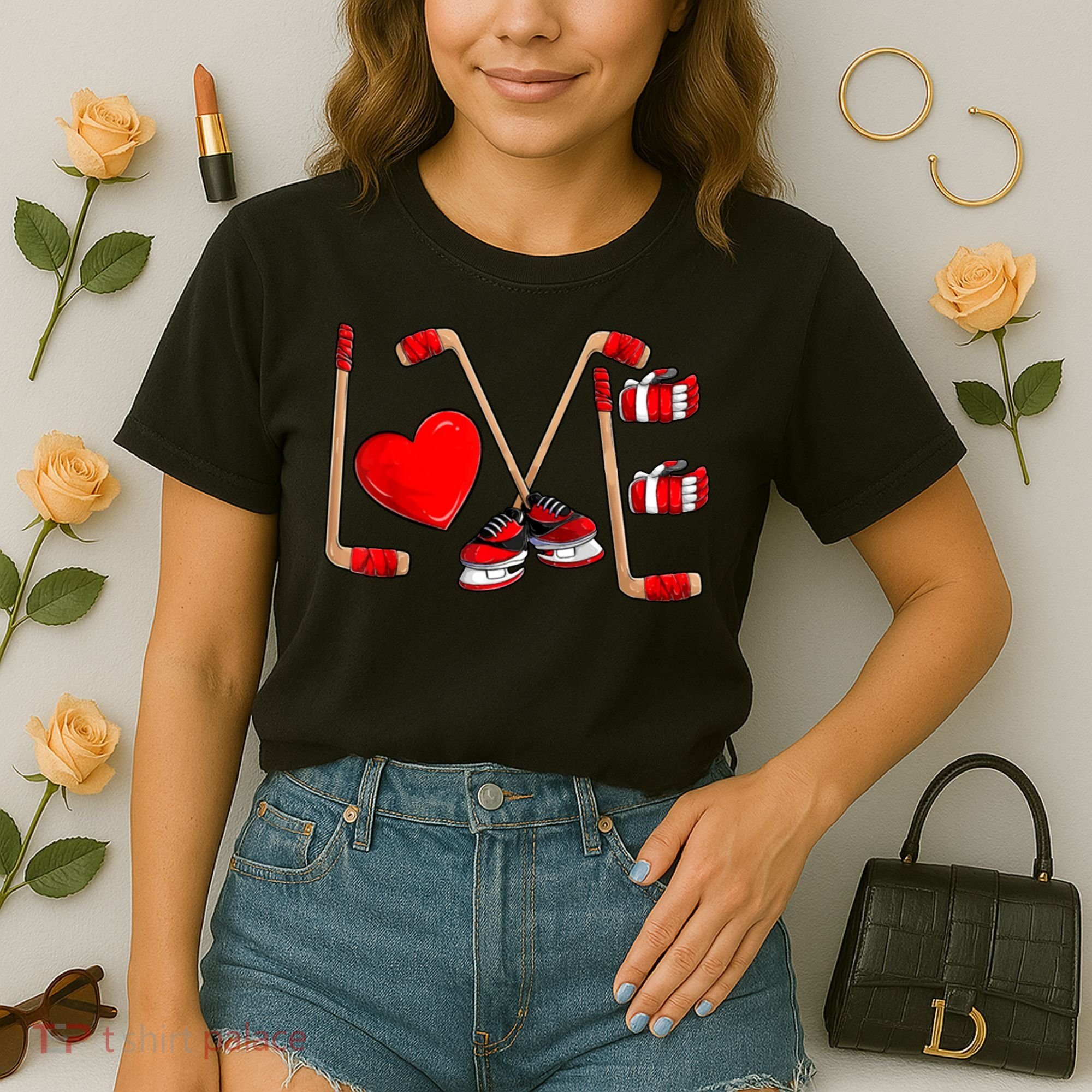 Love Hockey Cute Valentines Comfort Colors Boxy T-Shirt