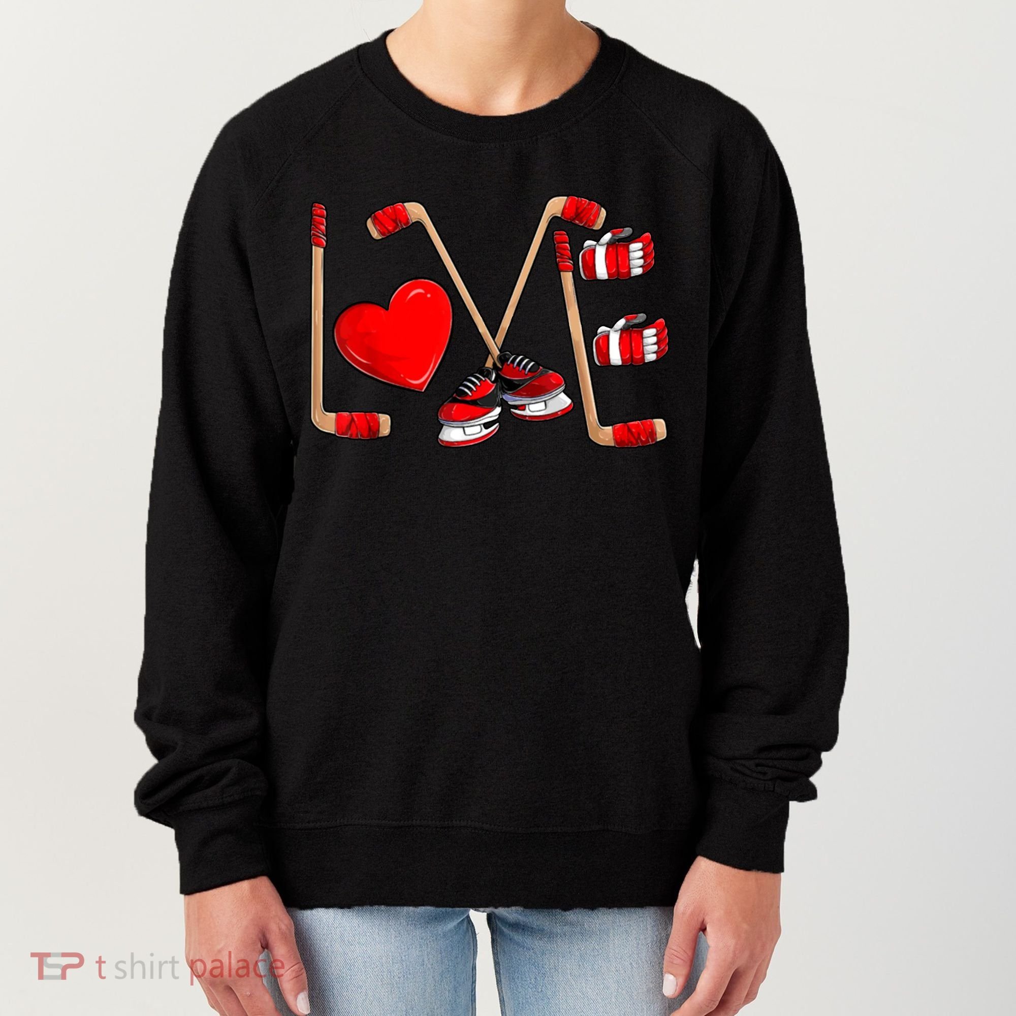 Love Hockey Cute Valentines Women's Sweatshirt