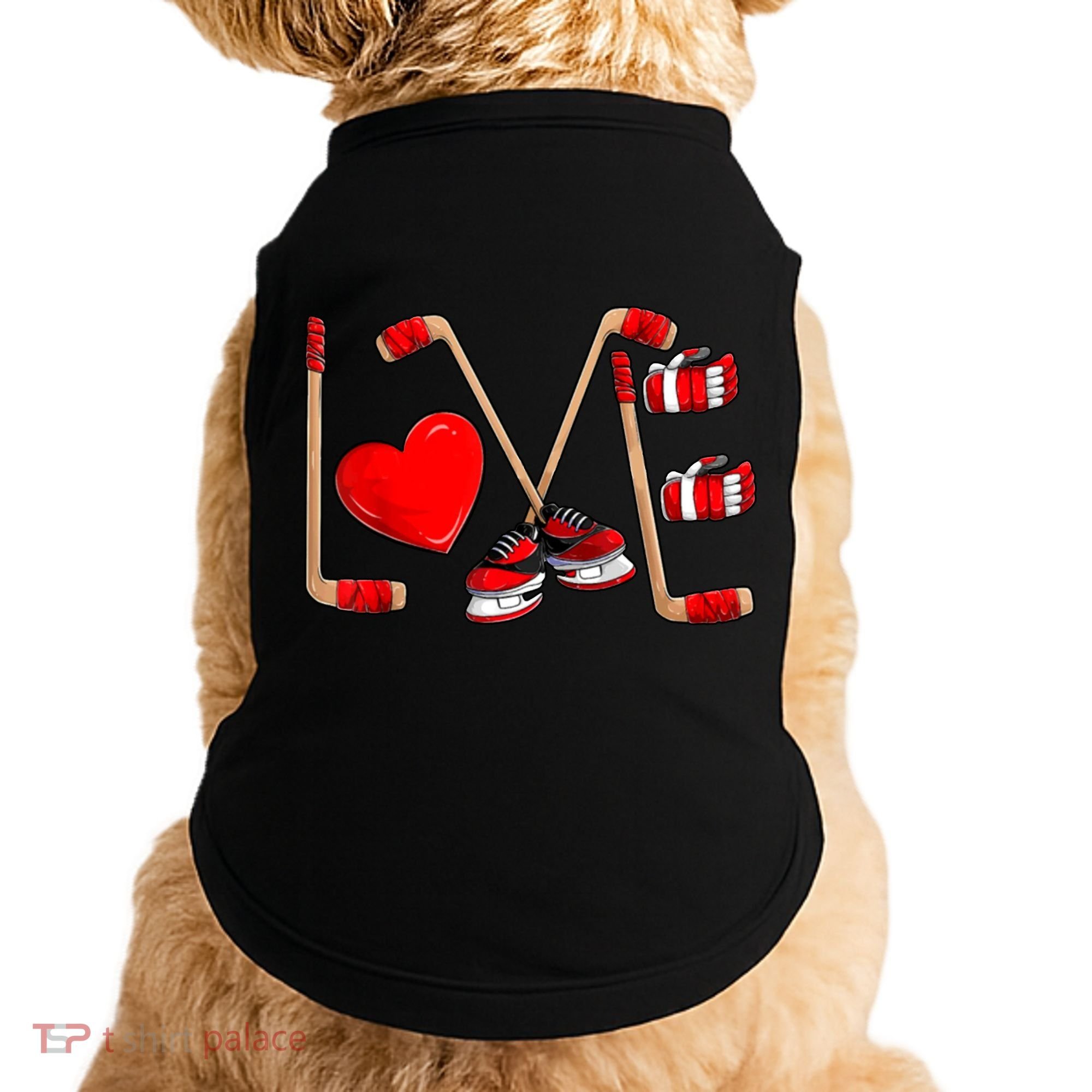Love Hockey Cute Valentines Doggie Tank