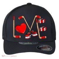 Love Hockey Cute Valentines Flexfit Unipanel Trucker Cap thumb 0