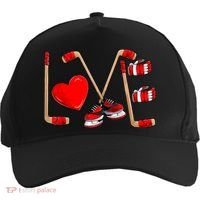 Love Hockey Cute Valentines Five-Panel Snapback Cap thumb 0