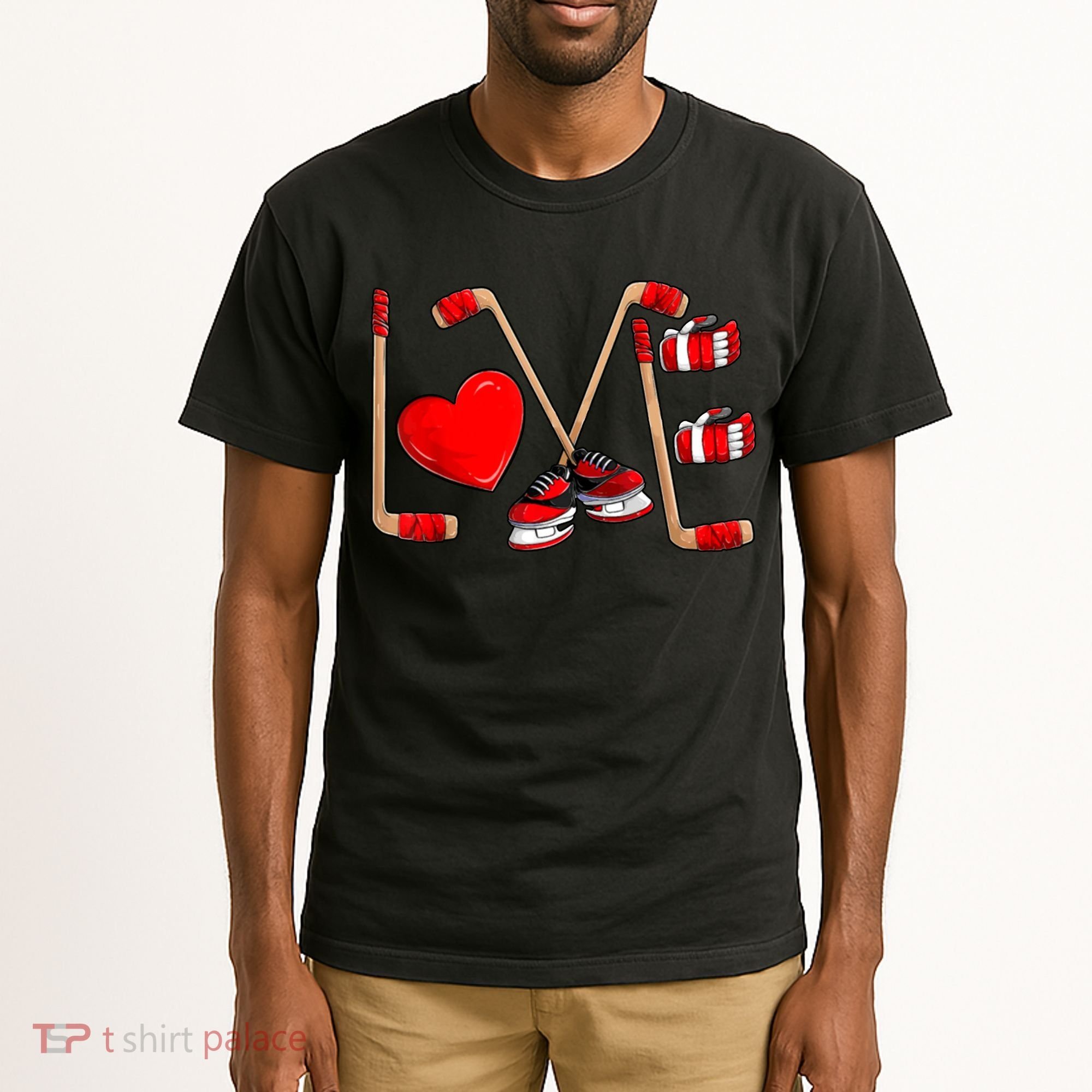 Love Hockey Cute Valentines Tall T-Shirt