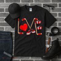 Love Hockey Cute Valentines Tall T-Shirt thumb 3