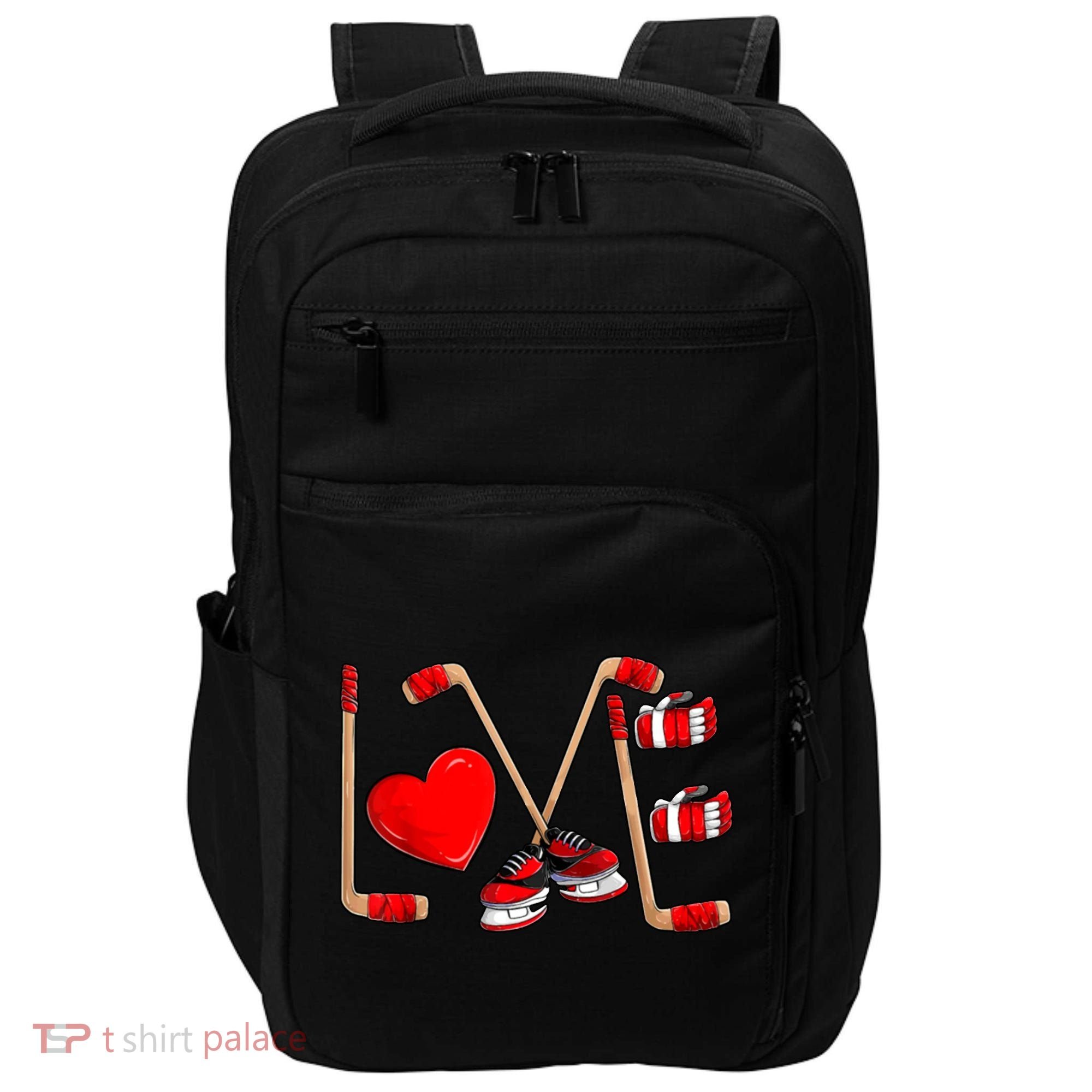 Love Hockey Cute Valentines Impact Tech Backpack