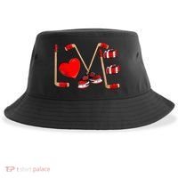 Love Hockey Cute Valentines Sustainable Bucket Hat thumb 0