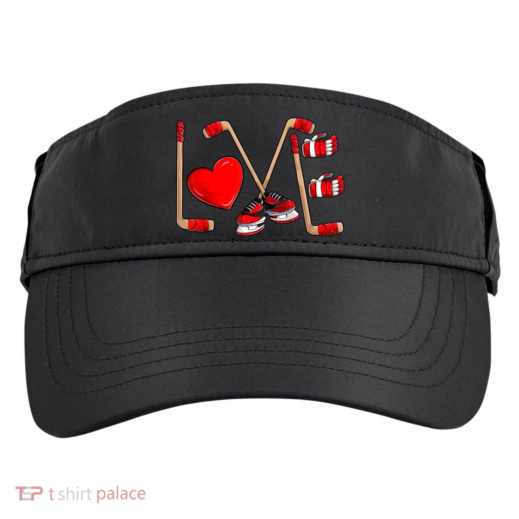Love Hockey Cute Valentines Adult Drive Performance Visor