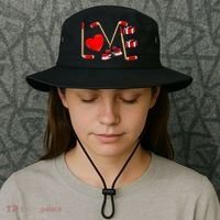 Love Hockey Cute Valentines Bucket Hat thumb 3
