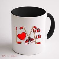 Love Hockey Cute Valentines Coffee Mug thumb 1