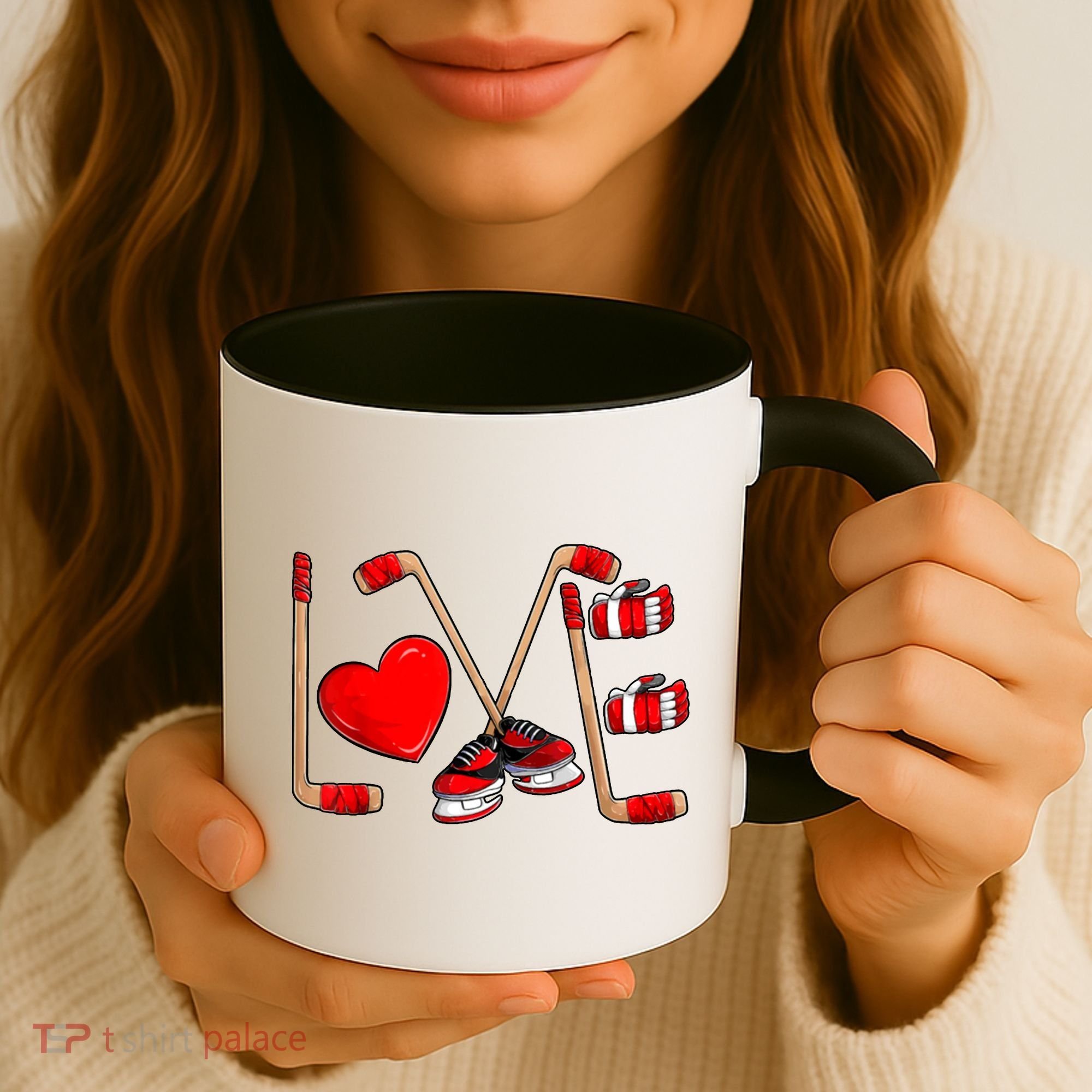 Love Hockey Cute Valentines Coffee Mug