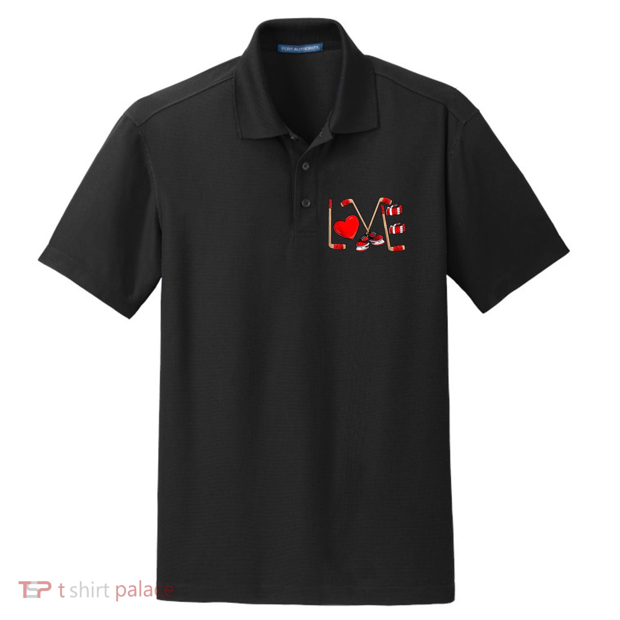 Love Hockey Cute Valentines Dry Zone Grid Polo