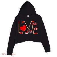 Love Hockey Cute Valentines Crop Fleece Hoodie thumb 0