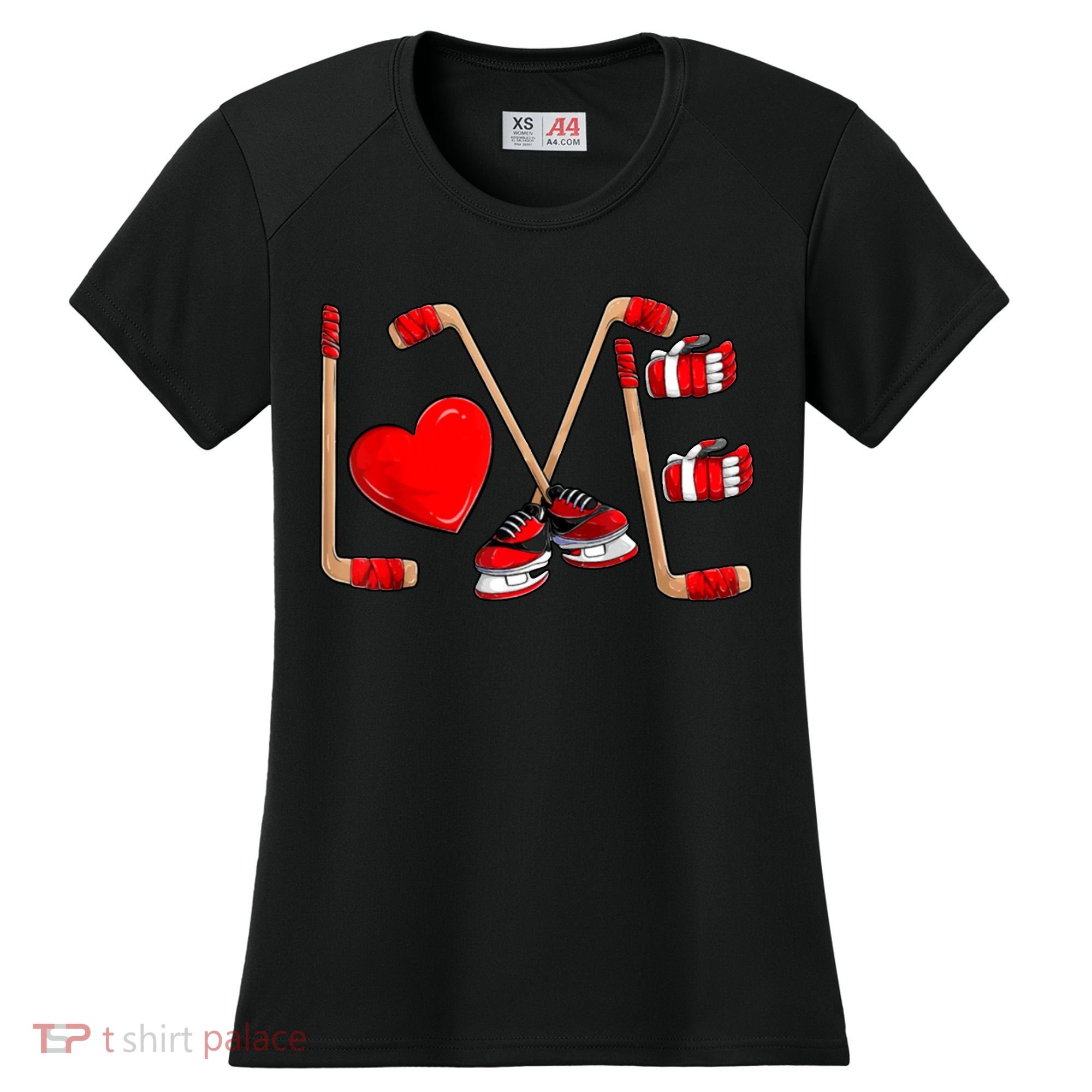 Love Hockey Cute Valentines Women's Cooling Performance Crew T-Shirt