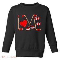 Love Hockey Cute Valentines Toddler Sweatshirt thumb 0