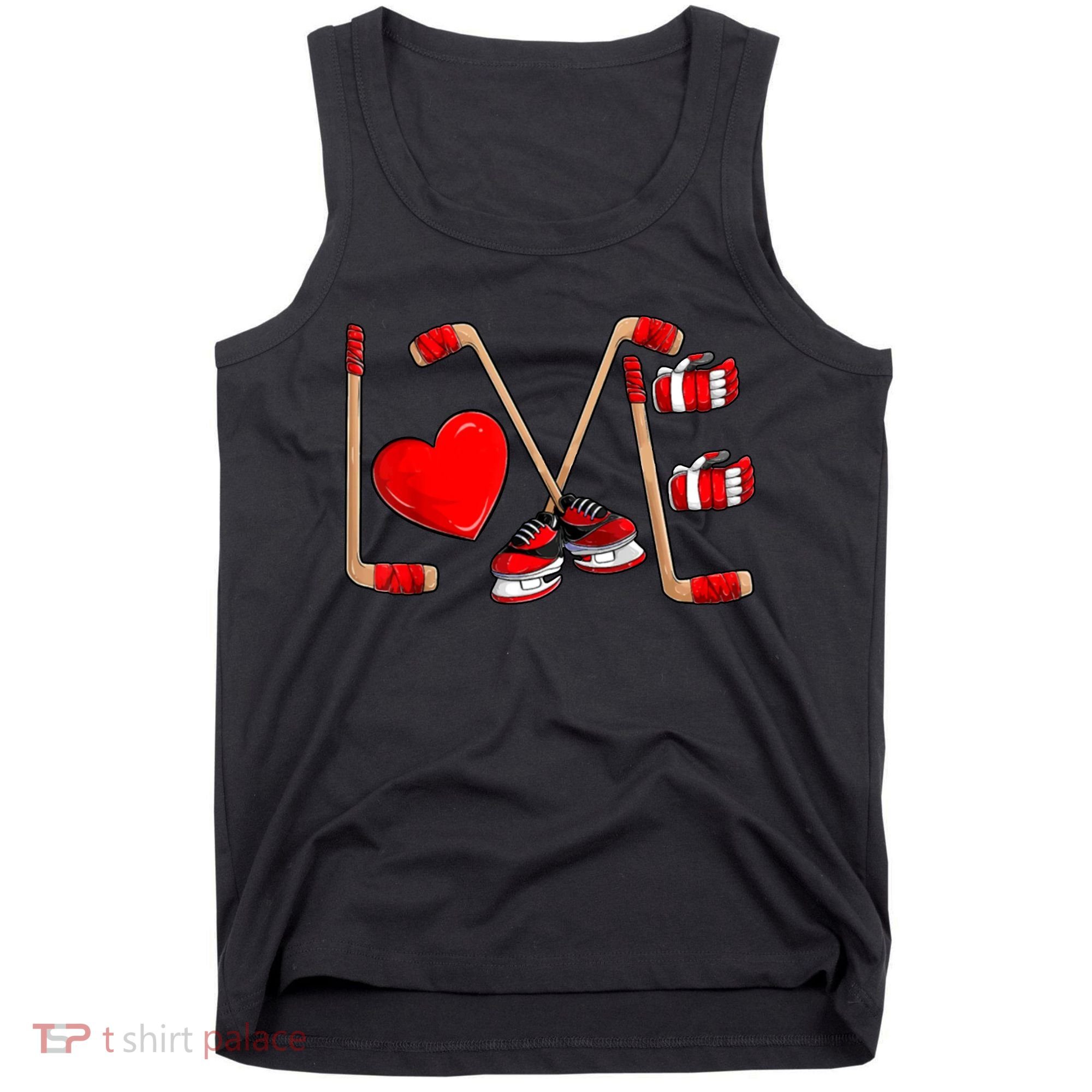 Love Hockey Cute Valentines Tank Top
