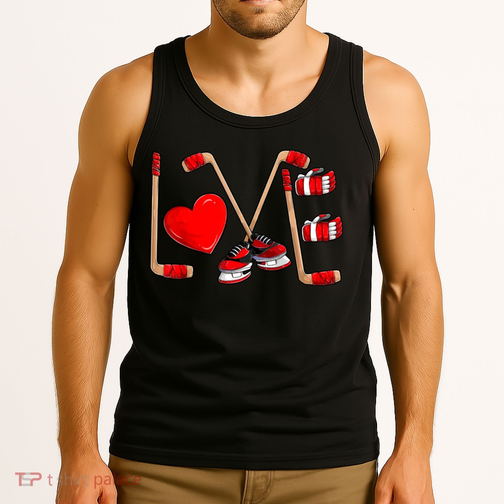 Love Hockey Cute Valentines Tank Top