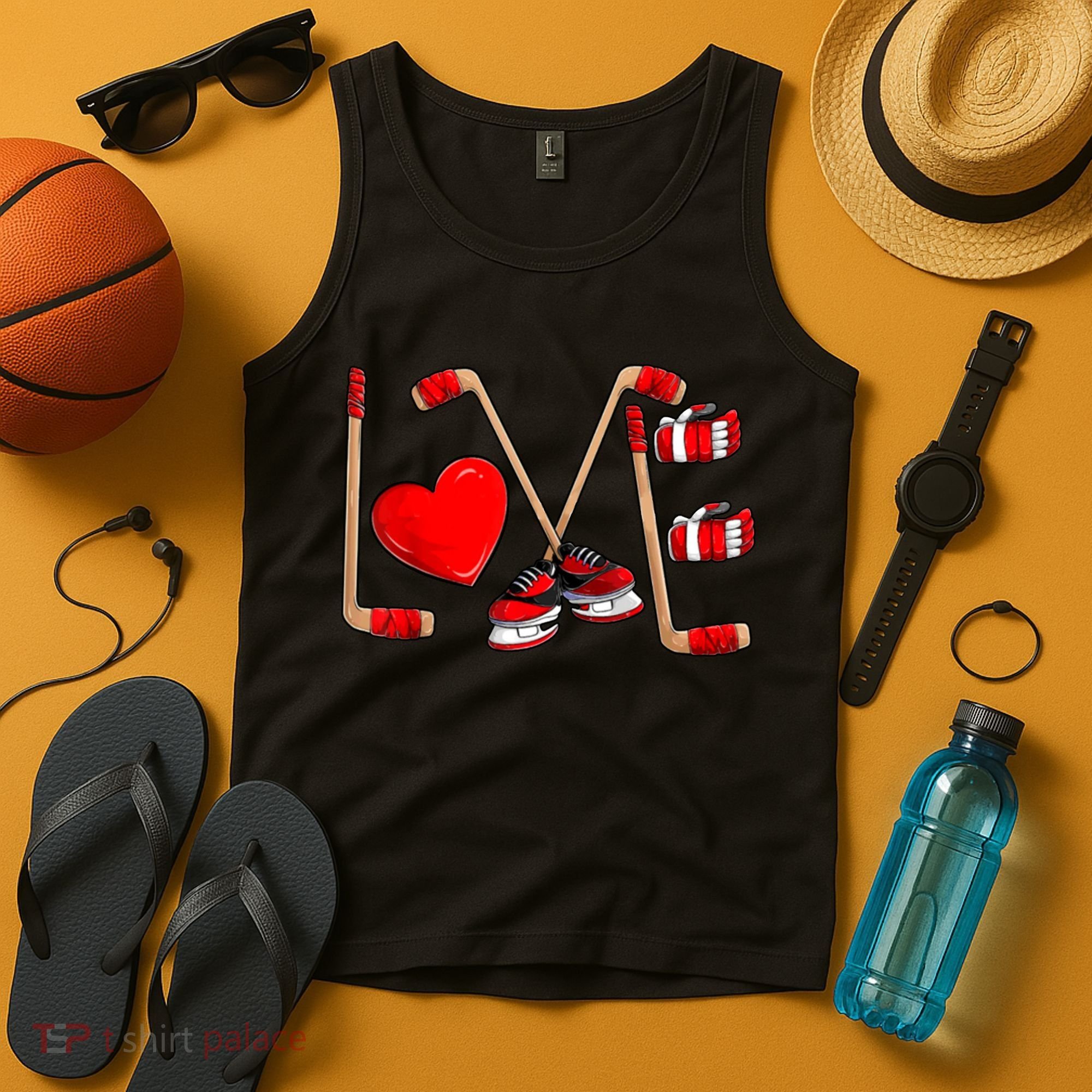 Love Hockey Cute Valentines Tank Top
