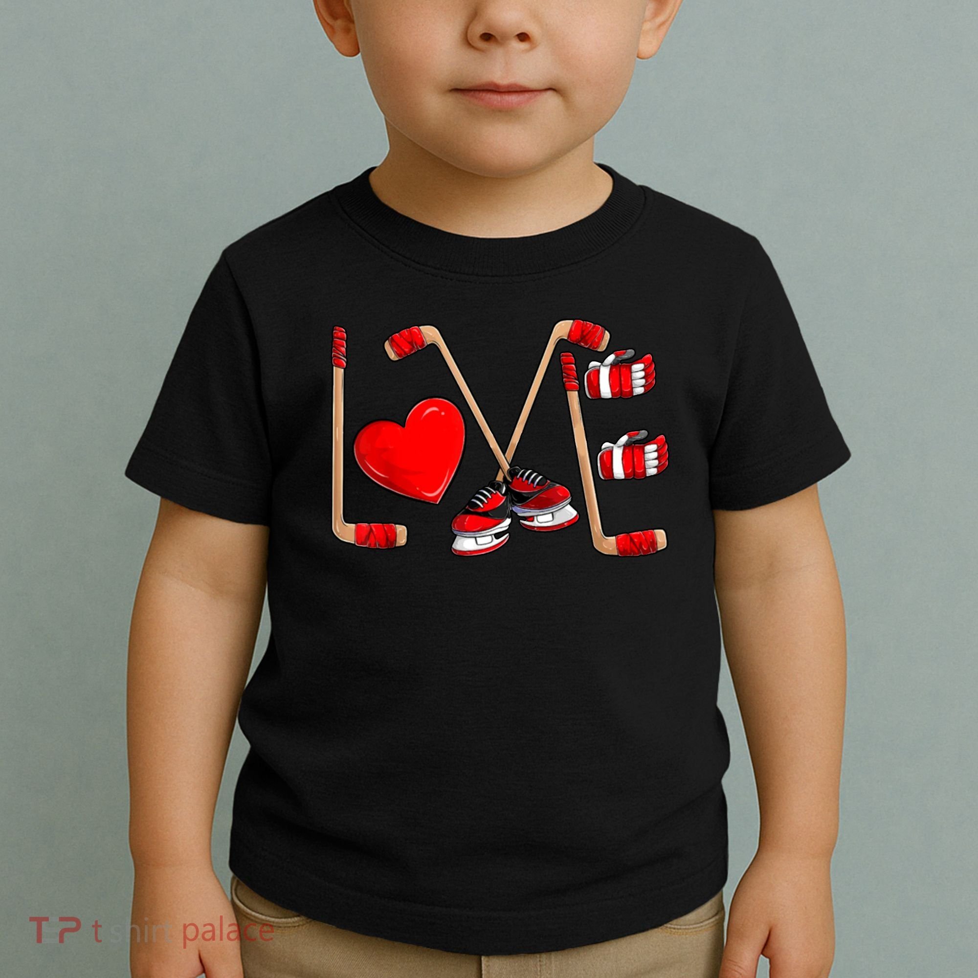 Love Hockey Cute Valentines Toddler T-Shirt