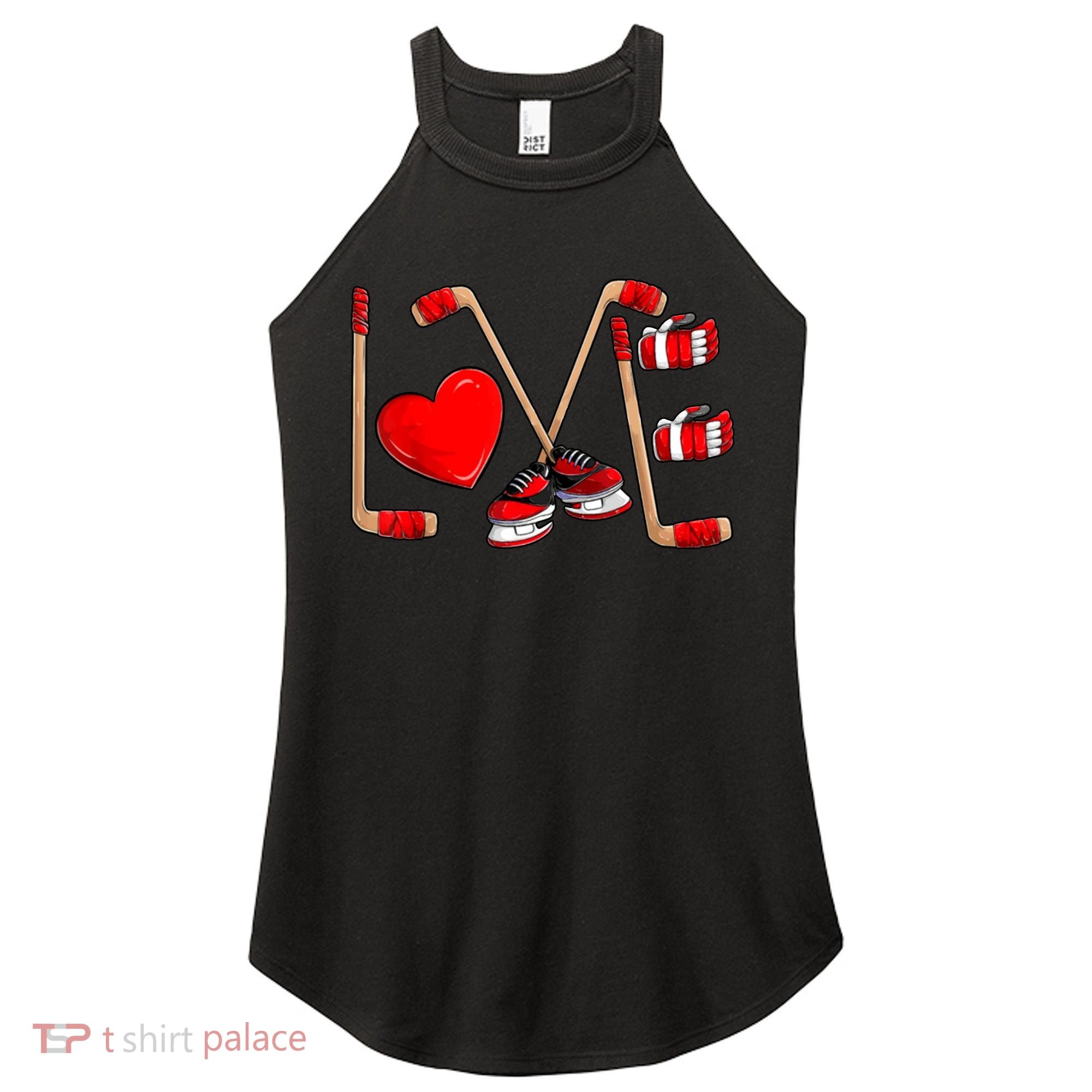 Love Hockey Cute Valentines Women's Perfect Tri Rocker Tank