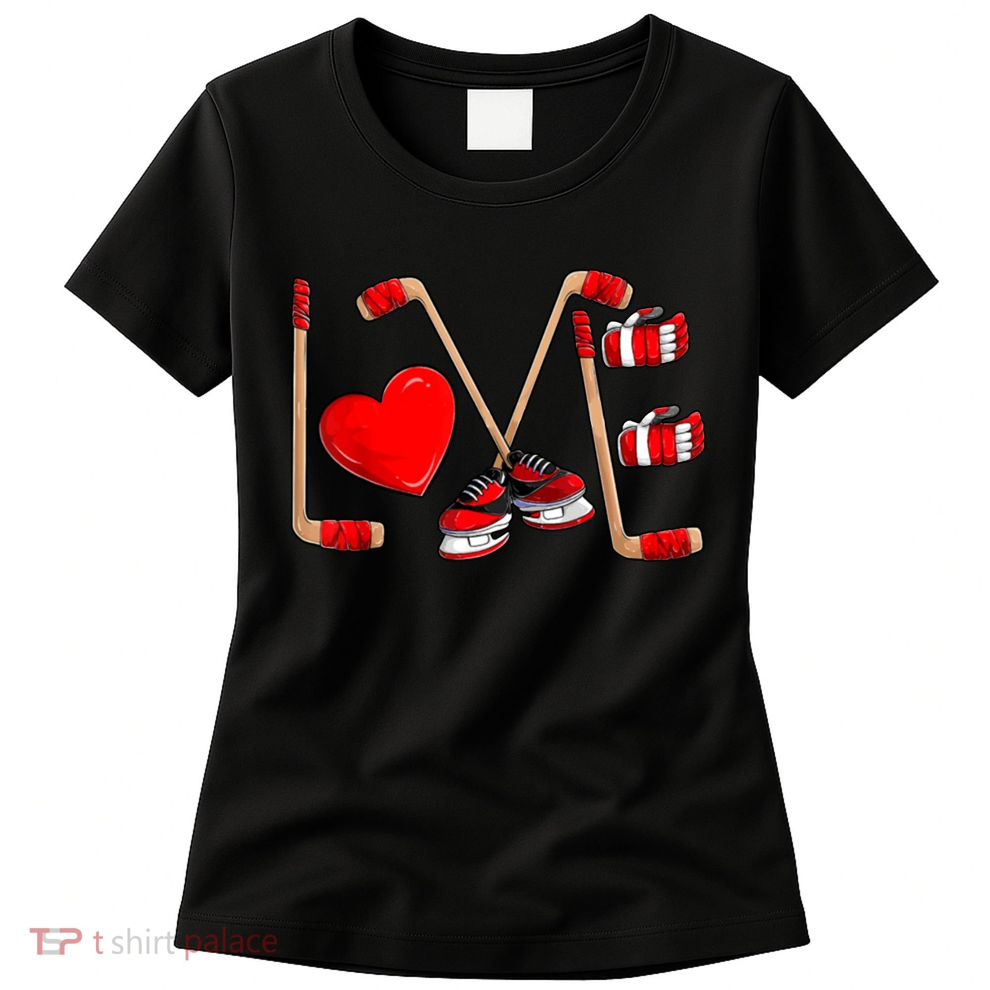 Love Hockey Cute Valentines Women's T-Shirt