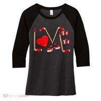 Love Hockey Cute Valentines Women's Tri-Blend 3/4-Sleeve Raglan Shirt thumb 0