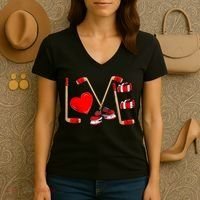 Love Hockey Cute Valentines Women's V-Neck T-Shirt thumb 3