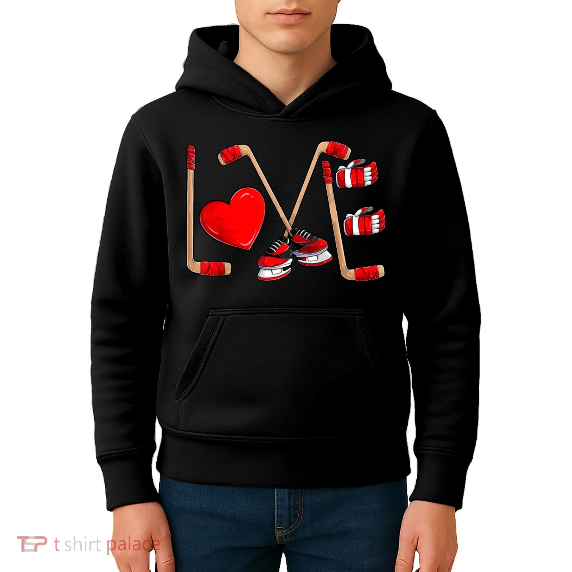 Love Hockey Cute Valentines Kids Hoodie