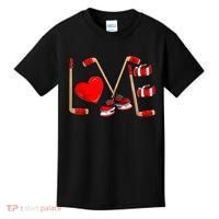 Love Hockey Cute Valentines Kids T-Shirt thumb 0