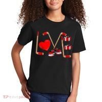 Love Hockey Cute Valentines Kids T-Shirt thumb 2
